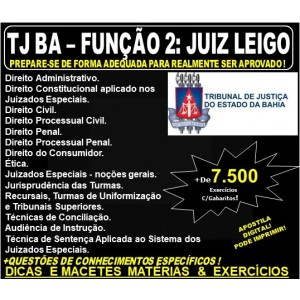 Apostila TJ BA - Função 2: JUIZ LEIGO - Teoria + 7.500 Exercícios - Concurso 2019