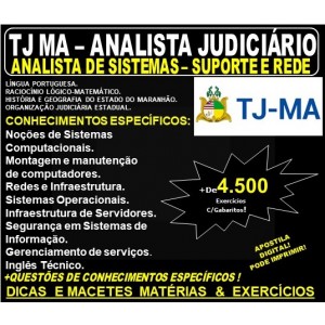 Apostila TJ MA - Analista Judiciário - ANALISTA de SISTEMAS - SUPORTE e REDE - Teoria + 4.500 Exercícios - Concurso 2019