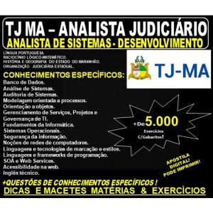 Apostila TJ MA - Analista Judiciário - ANALISTA de SISTEMAS - DESENVOLVIMENTO - Teoria + 5.000 Exercícios - Concurso 2019