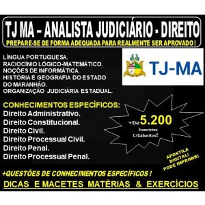 Apostila TJ MA - Analista Judiciário - DIREITO - Teoria + 5.200 Exercícios - Concurso 2019