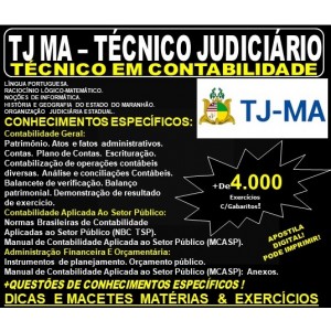 Apostila TJ MA - Técnico Judiciário - TÉCNICO em CONTABILIDADE - Teoria + 4.000 Exercícios - Concurso 2019
