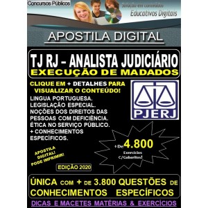 Apostila TJ RJ - Analista Judiciário - EXECUÇÃO de MANDADOS - Teoria + 4.800 Exercícios - Concurso 2021