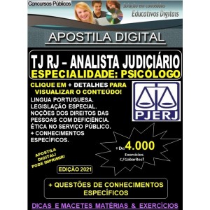 Apostila TJ RJ - Analista Judiciário - PSICÓLOGO - Teoria + 4.000 Exercícios - Concurso 2021