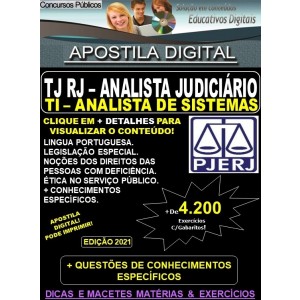 Apostila TJ RJ - Analista Judiciário - TI ANALISTA DE SISTEMAS  - Teoria + 4.200 Exercícios - Concurso 2021