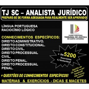Apostila TJ SC - ANALISTA JURÍDICO - Teoria + 5.200 Exercícios - Concurso 2018
