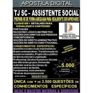 Apostila TJ SC - ASSISTENTE SOCIAL - Teoria + 5.000 Exercícios - Concurso 2020