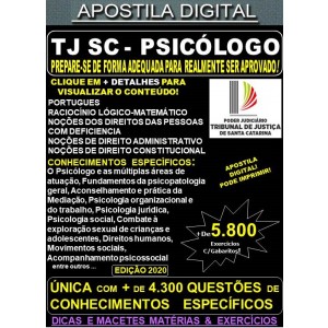 Apostila TJ SC - PSICÓLOGO - Teoria + 5.800 Exercícios - Concurso 2020
