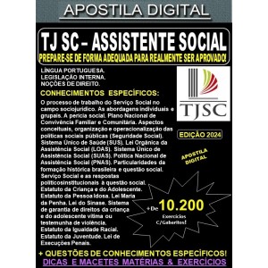 Apostila TJ SC - ASSISTENTE SOCIAL - Teoria + 10.200 Exercícios - Concurso 2024