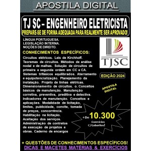 Apostila TJ SC - ENGENHEIRO ELETRICISTA - Teoria + 10.300 Exercícios - Concurso 2024