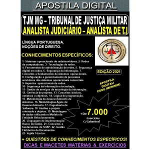 Apostila TJM MG - Analista Judiciário - ANALISTA de TECNOLOGIA da INFORMAÇÃO  - Teoria +  7.000 Exercícios - Concurso 2021