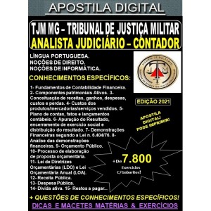 Apostila TJM MG - Analista Judiciário - CONTADOR - Teoria + 7.800 exercícios - Concurso 2021