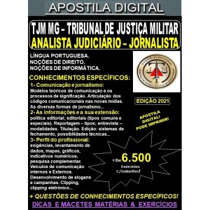 Apostila TJM MG - Analista Judiciário - JORNALISTA - Teoria +  6.500 Exercícios - Concurso 2021