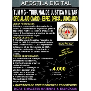 Apostila TJM MG - Oficial Judiciário - OFICIAL JUDICIÁRIO / OFICIAL de JUSTIÇA - Teoria +  4.000 Exercícios - Concurso 2021