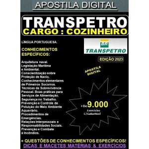 Apostila TRANSPETRO - COZINHEIRO - Teoria + 9.000 Exercícios - Concurso 2023