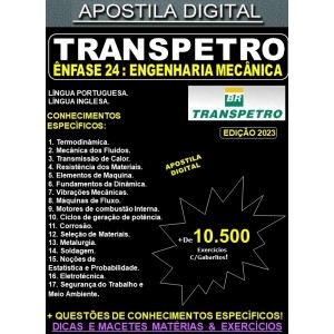 Apostila TRANSPETRO - ENGENHARIA MECÂNICA - Teoria + 10.500 Exercícios - Concurso 2023