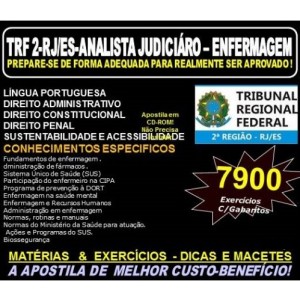 Apostila TRF 2ª REGIÃO RJ - ES - ANALISTA JUDICIÁRIO - ENFERMAGEM - Teoria + 7.900 Exercícios - Concurso 2016