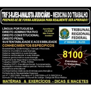 Apostila TRF 2ª REGIÃO RJ - ES - ANALISTA JUDICIÁRIO - MEDICINA do TRABALHO - Teoria + 8.100 Exercícios - Concurso 2016