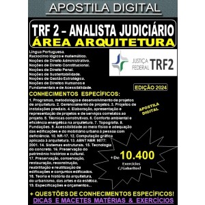 Apostila TRF2 - Analista Judiciário - ARQUITETURA - Teoria + 10.400 Exercícios - Concurso 2024