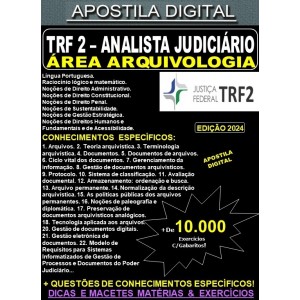 Apostila TRF2 - Analista Judiciário - ARQUIVOLOGIA - Teoria + 10.000 Exercícios - Concurso 2024