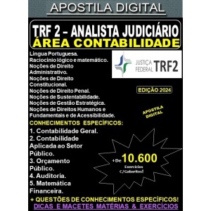 Apostila TRF2 - Analista Judiciário - CONTABILIDADE - Teoria + 10.600 Exercícios - Concurso 2024