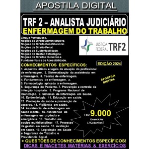 Apostila TRF2 - Analista Judiciário - ENFERMAGEM do TRABALHO - Teoria + 9.000 Exercícios - Concurso 2024