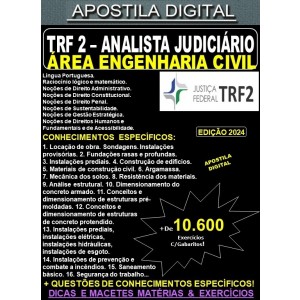 Apostila TRF2 - Analista Judiciário - ENGENHARIA CIVIL - Teoria + 10.600 Exercícios - Concurso 2024