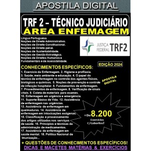 Apostila TRF2 - Técnico Judiciário - Área ENFERMAGEM - Teoria + 8.200 Exercícios - Concurso 2024