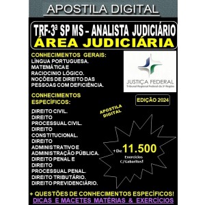 Apostila TRF3 - Analista Judiciário - Área JUDICIÁRIA - Teoria + 11.500 Exercícios - Concurso 2024