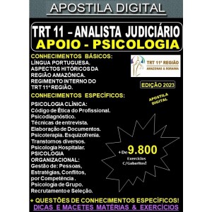 Apostila TRT 11 - Analista Judiciário -  PSICOLOGIA - Teoria + 9.800 Exercícios - Concurso 2023