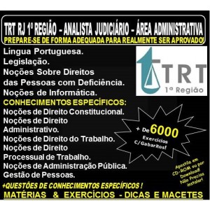 Apostila TRT RJ 1ª Região - ANALISTA JUDICIÁRIO - Área ADMINISTRATIVA - Teoria + 6.000 Exercícios - Concurso 2018