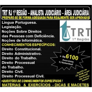 Apostila TRT RJ 1ª Região - ANALISTA JUDICIÁRIO - Área JUDICIÁRIA - Teoria + 6.100 Exercícios - Concurso 2018