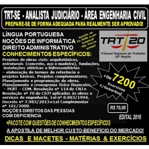 Apostila TRT SE - ANALISTA JUDICIÁRIO - Área ENGENHARIA CIVIL - Teoria + 7.200 Exercícios - Concurso 2016