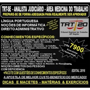 Apostila TRT SE - ANALISTA JUDICIÁRIO - Área MEDICINA do TRABALHO - Teoria + 7.900 Exercícios - Concurso 2016