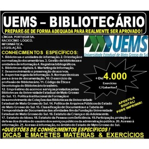 Apostila UEMS - BIBLIOTECÁRIO - Teoria + 4.000 Exercícios - Concurso 2019
