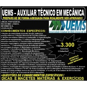 Apostila UEMS - AUXILIAR TÉCNICO em MECÂNICA - Teoria + 3.300 Exercícios - Concurso 2019