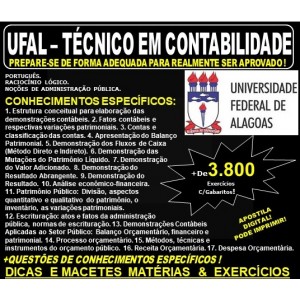 Apostila UFAL - TÉCNICO em CONTABILIDADE - Teoria + 3.800 Exercícios - Concurso 2019