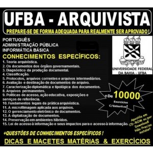 Apostila UFBA - ARQUIVISTA - Teoria + 10.000 Exercícios - Concurso 2017