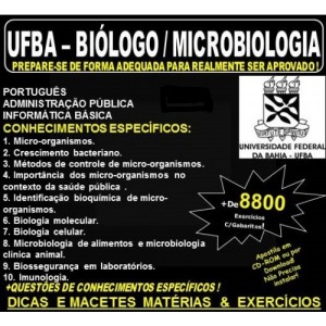Apostila UFBA - BIÓLOGO / MICROBIOLOGIA - Teoria + 8.800 Exercícios - Concurso 2017