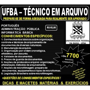 Apostila UFBA - TÉCNICO em ARQUIVO - Teoria + 7.700 Exercícios - Concurso 2017