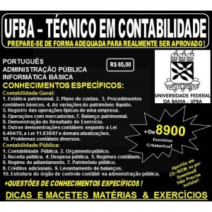 Apostila UFBA - TÉCNICO em CONTABILIDADE - Teoria + 8.900 Exercícios - Concurso 2017
