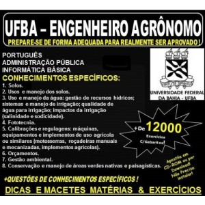 Apostila UFBA - ENGENHEIRO AGRÔNOMO - Teoria + 12.000 Exercícios - Concurso 2017