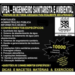 Apostila UFBA - ENGENHEIRO SANITARISTA AMBIENTAL - Teoria + 10.000 Exercícios - Concurso 2022