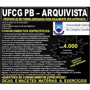 Apostila UFCG PB - ARQUIVISTA - Teoria + 4.000 Exercícios - Concurso 2019
