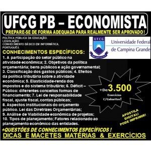 Apostila UFCG PB - ECONOMISTA - Teoria + 3.500 Exercícios - Concurso 2019