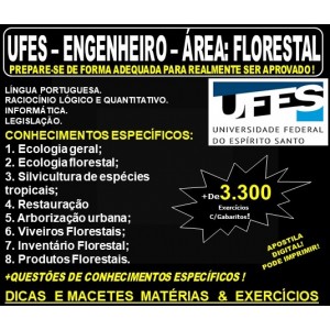 Apostila UFES - ENGENHEIRO - Área: FLORESTAL - Teoria + 3.300 Exercícios - Concurso 2019