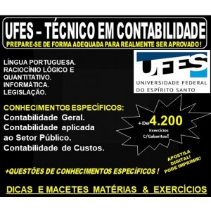  Apostila UFES - TÉCNICO em CONTABILIDADE - Teoria + 4.200 Exercícios - Concurso 2019