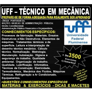 Apostila UFF - TÉCNICO em MECÂNICA - Teoria + 3.500 Exercícios - Concurso 2021