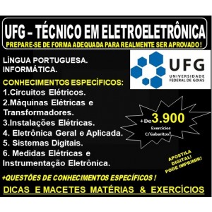 Apostila UFG - TÉCNICO em ELETROELETRÔNICA - Teoria + 3.900 Exercícios - Concurso 2019