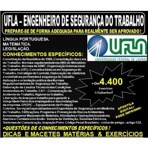Apostila UFLA - ENGENHEIRO SEGURANÇA do TRABALHO - Teoria + 4.400 Exercícios - Concurso 2019