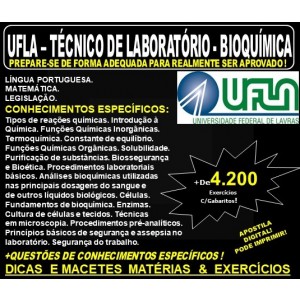 Apostila UFLA - TÉCNICO de LABORATÓRIO - BIOQUÍMICA - Teoria + 4.200 Exercícios - Concurso 2019